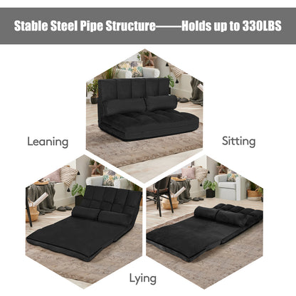 6-Position Foldable Floor Sofa Bed with Removable Cover