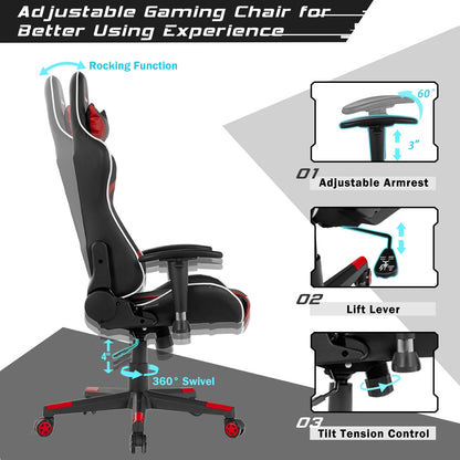 Reclining Gaming Chair with Massage Lumbar Support