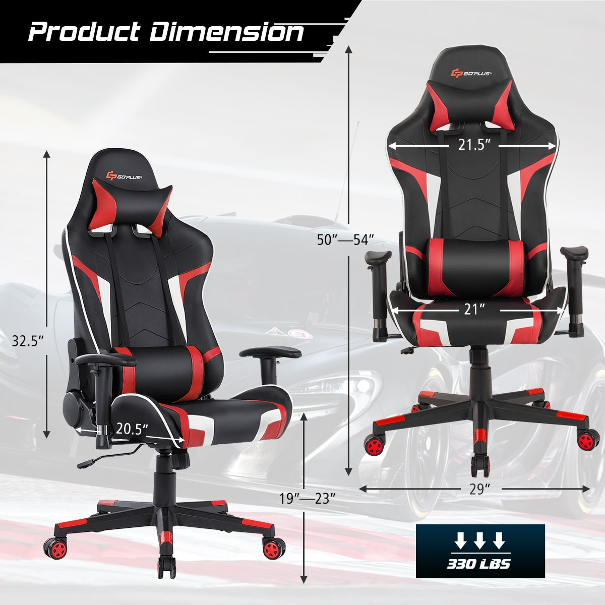 Reclining Gaming Chair with Massage Lumbar Support