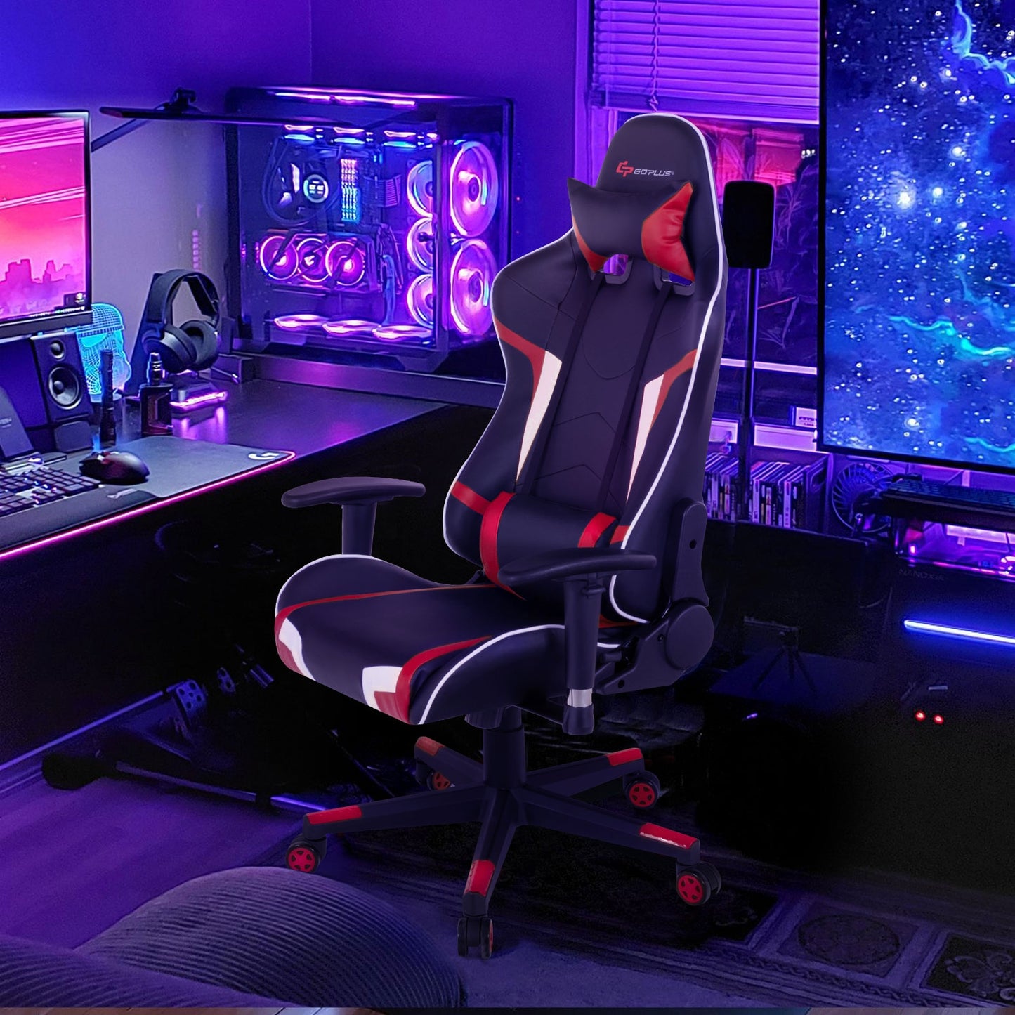 Reclining Gaming Chair with Massage Lumbar Support