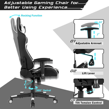 Reclining Gaming Chair with Massage Lumbar Support