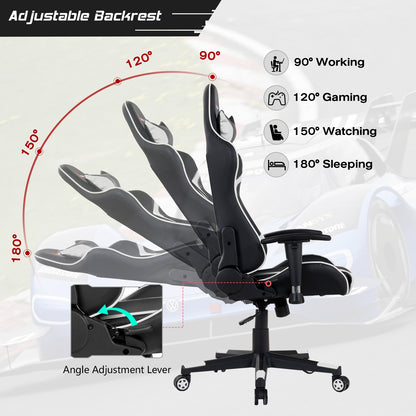 Reclining Gaming Chair with Massage Lumbar Support
