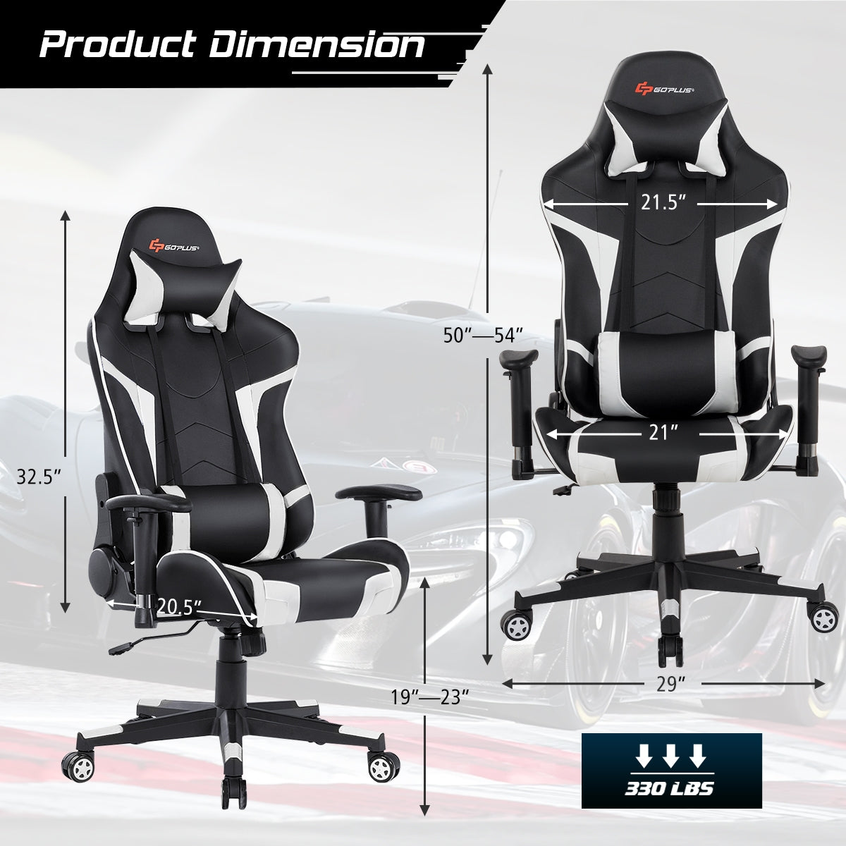Reclining Gaming Chair with Massage Lumbar Support
