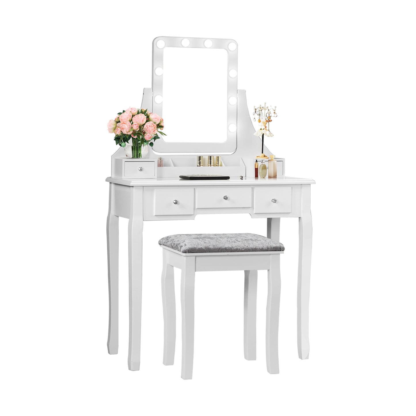 Vanity Dressing Table Set with 10 Dimmable Bulbs & Stool