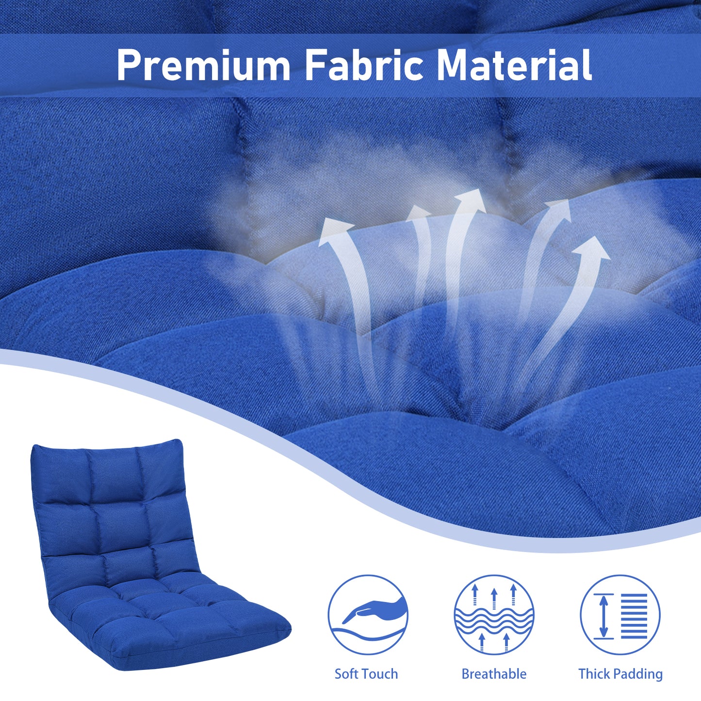 14-Position Adjustable Floor Chair for Gaming and Lounging