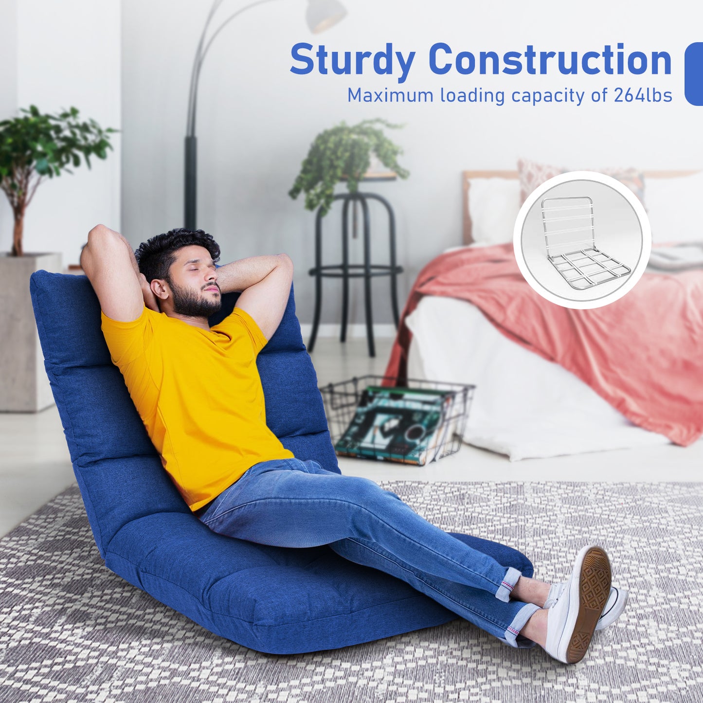 14-Position Adjustable Floor Chair for Gaming and Lounging