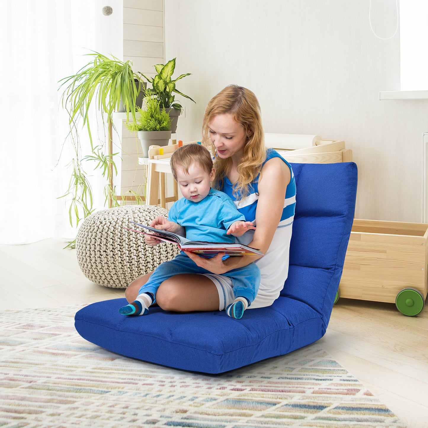 14-Position Adjustable Floor Chair for Gaming and Lounging