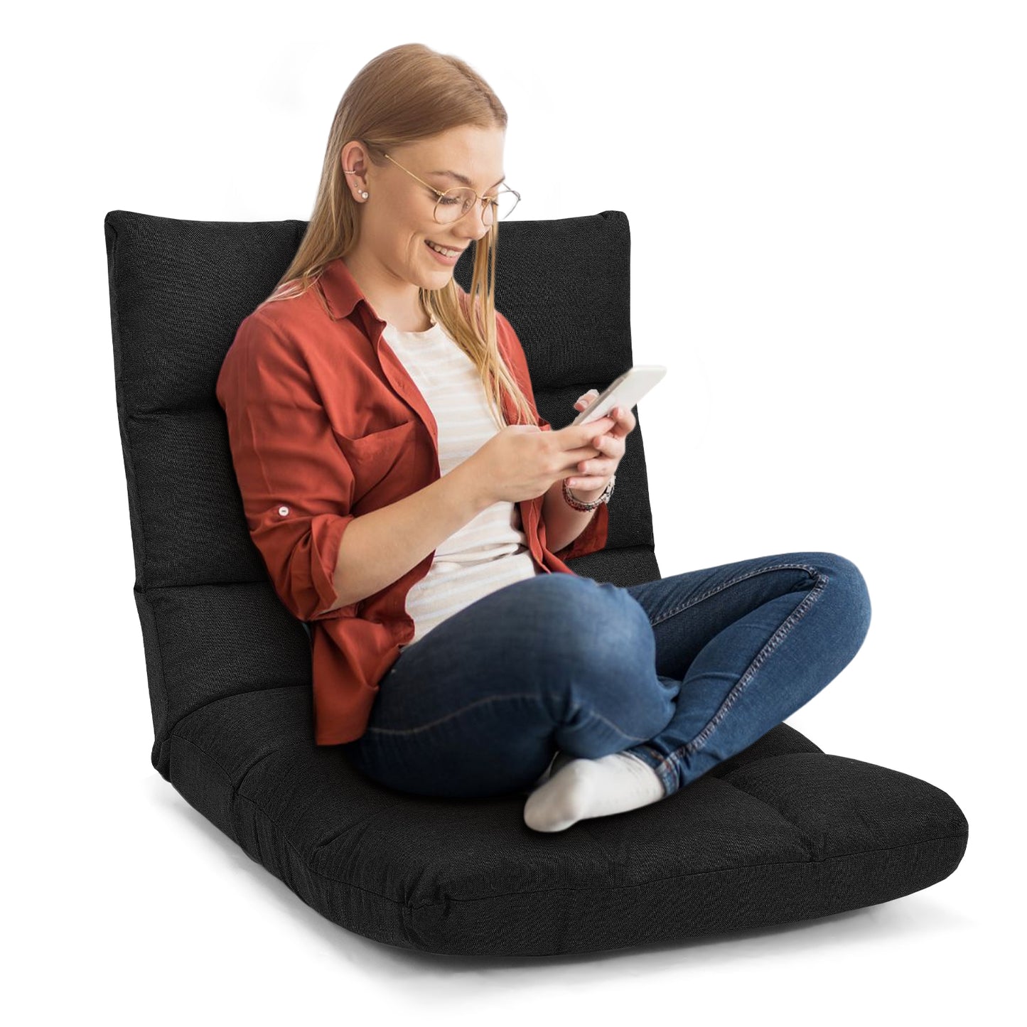 14-Position Adjustable Floor Chair for Gaming and Lounging