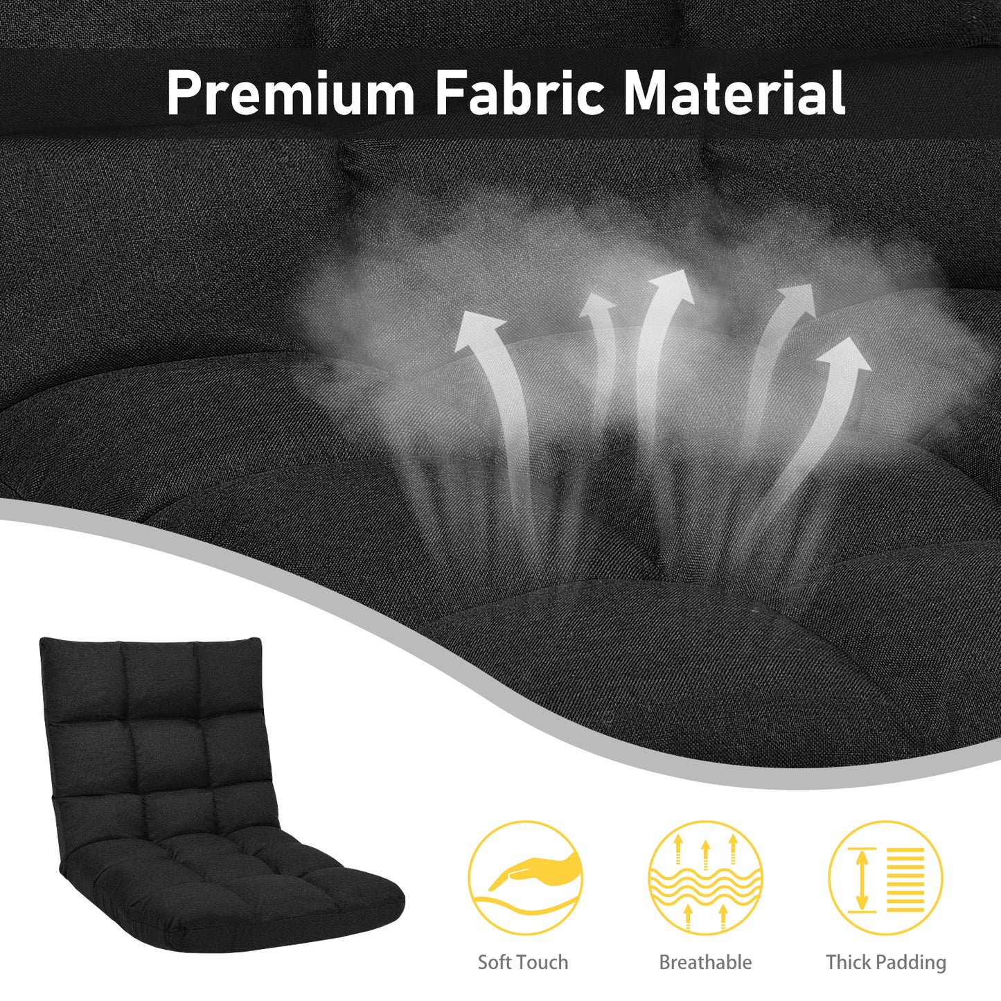 14-Position Adjustable Floor Chair for Gaming and Lounging