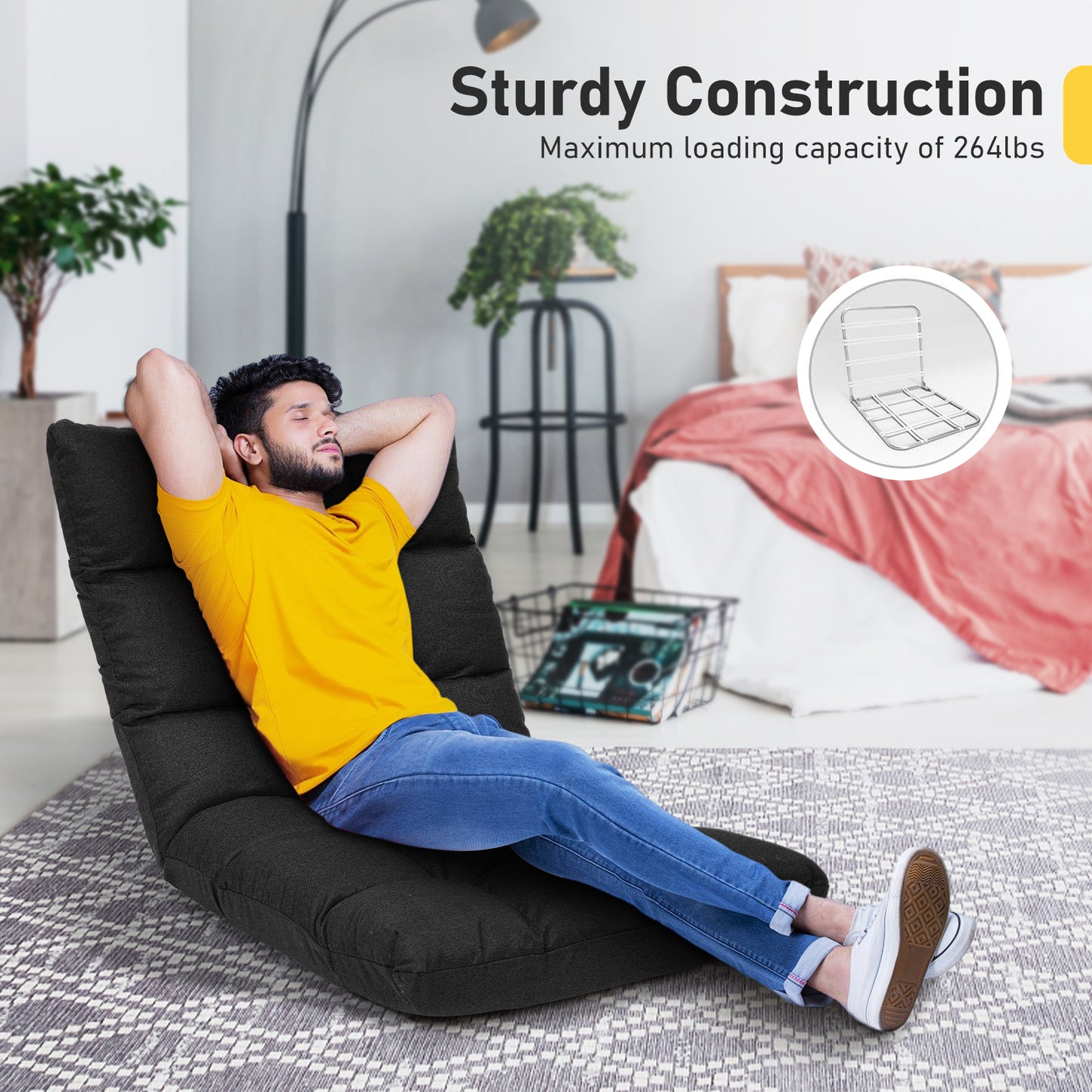 14-Position Adjustable Floor Chair for Gaming and Lounging