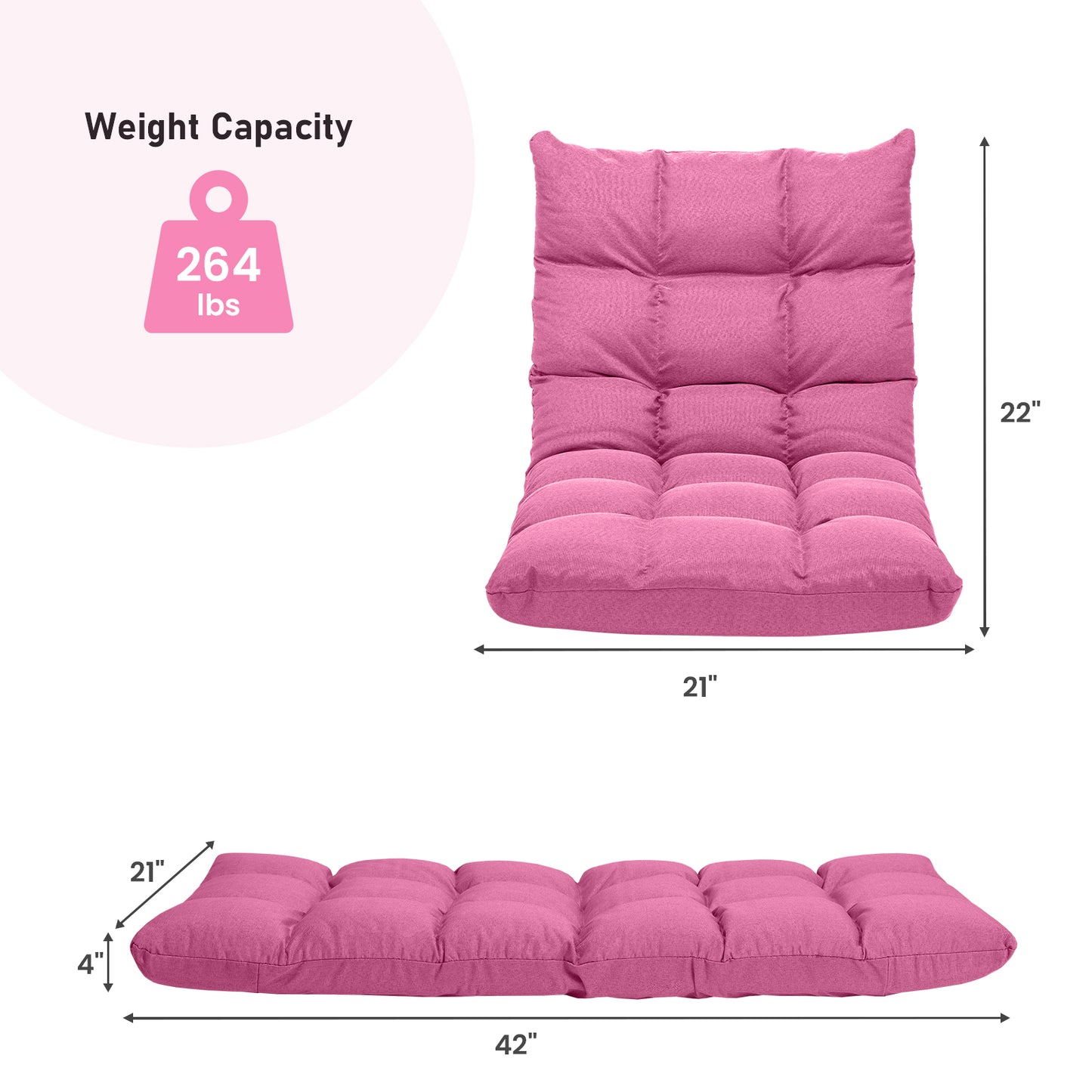14-Position Adjustable Floor Chair for Gaming and Lounging