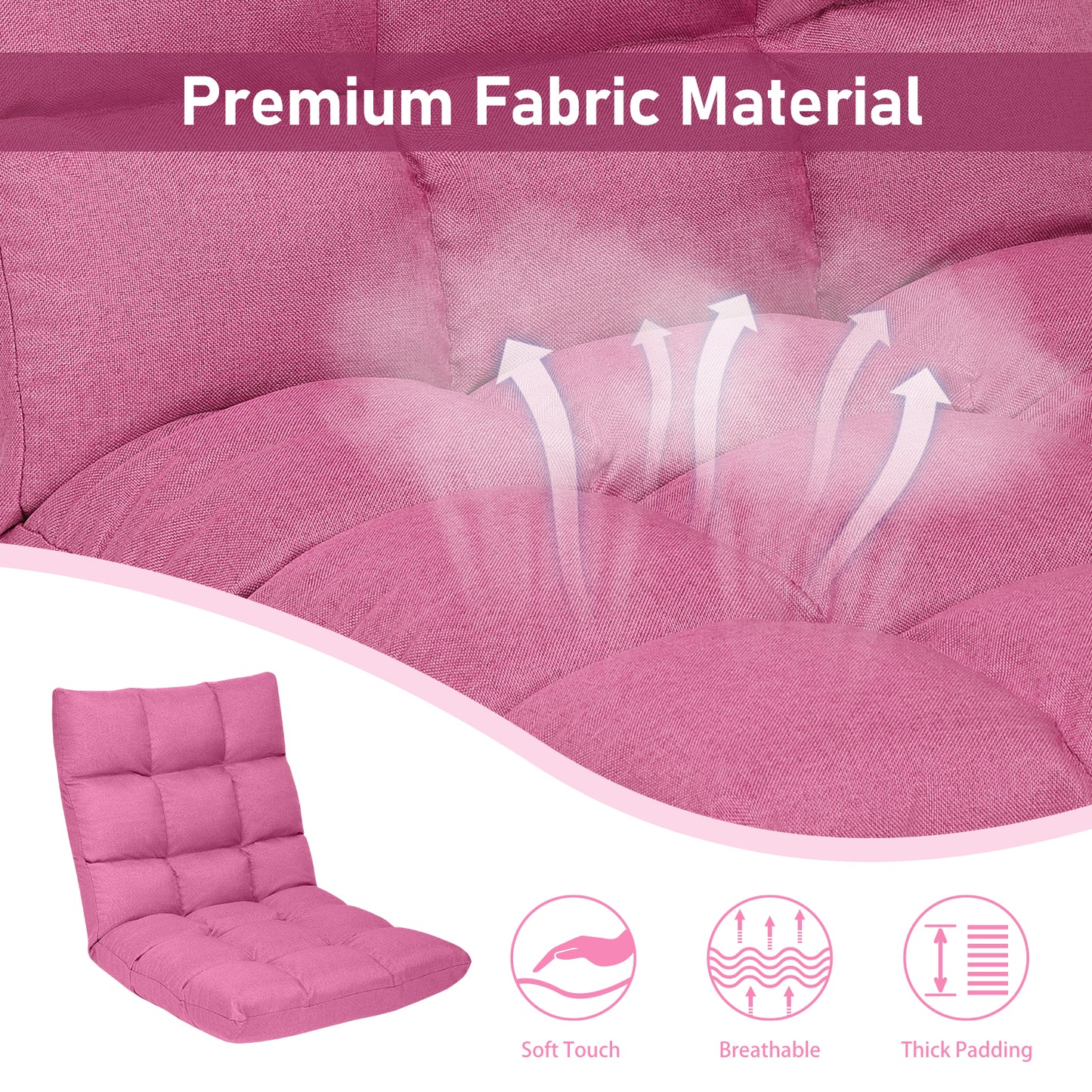 14-Position Adjustable Floor Chair for Gaming and Lounging