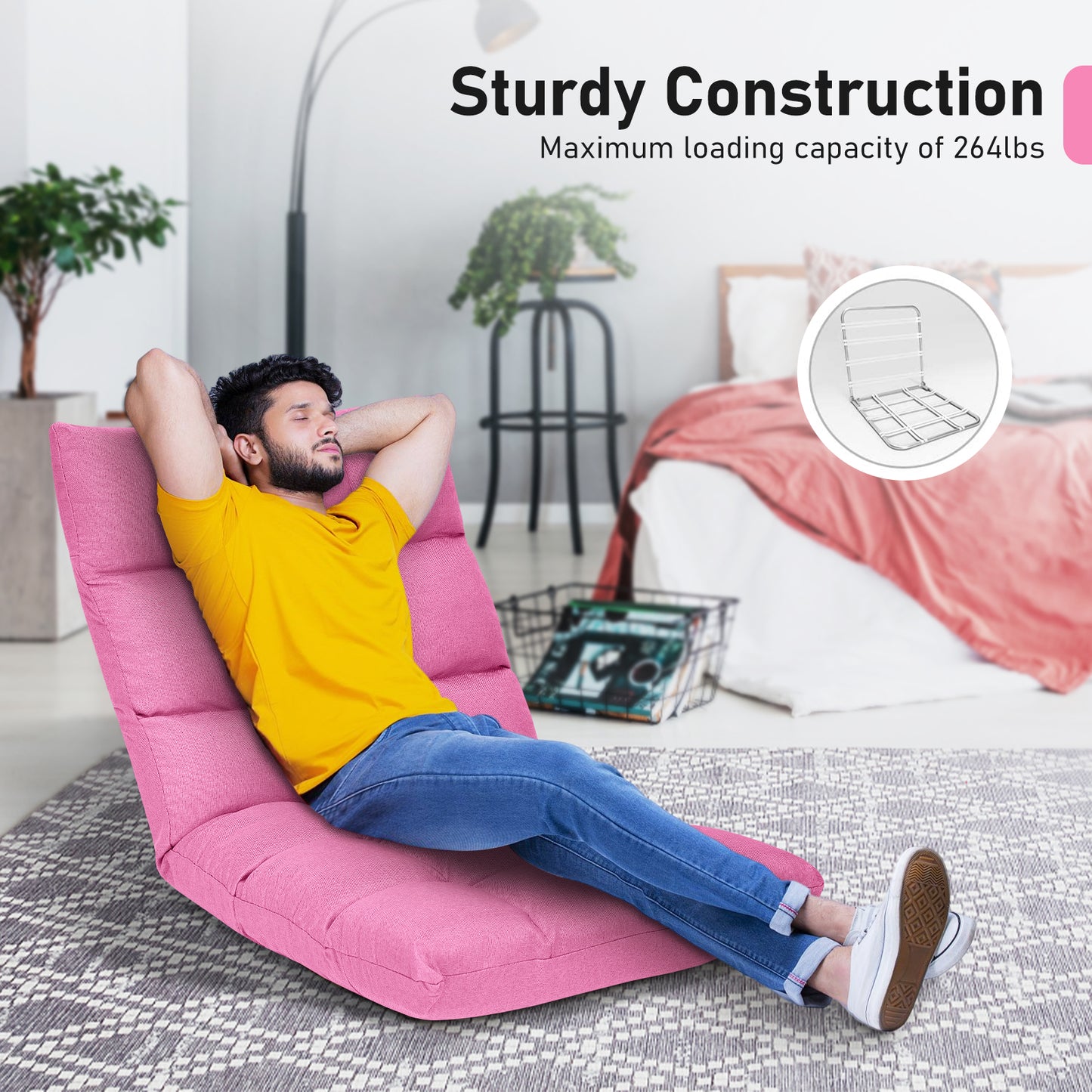 14-Position Adjustable Floor Chair for Gaming and Lounging