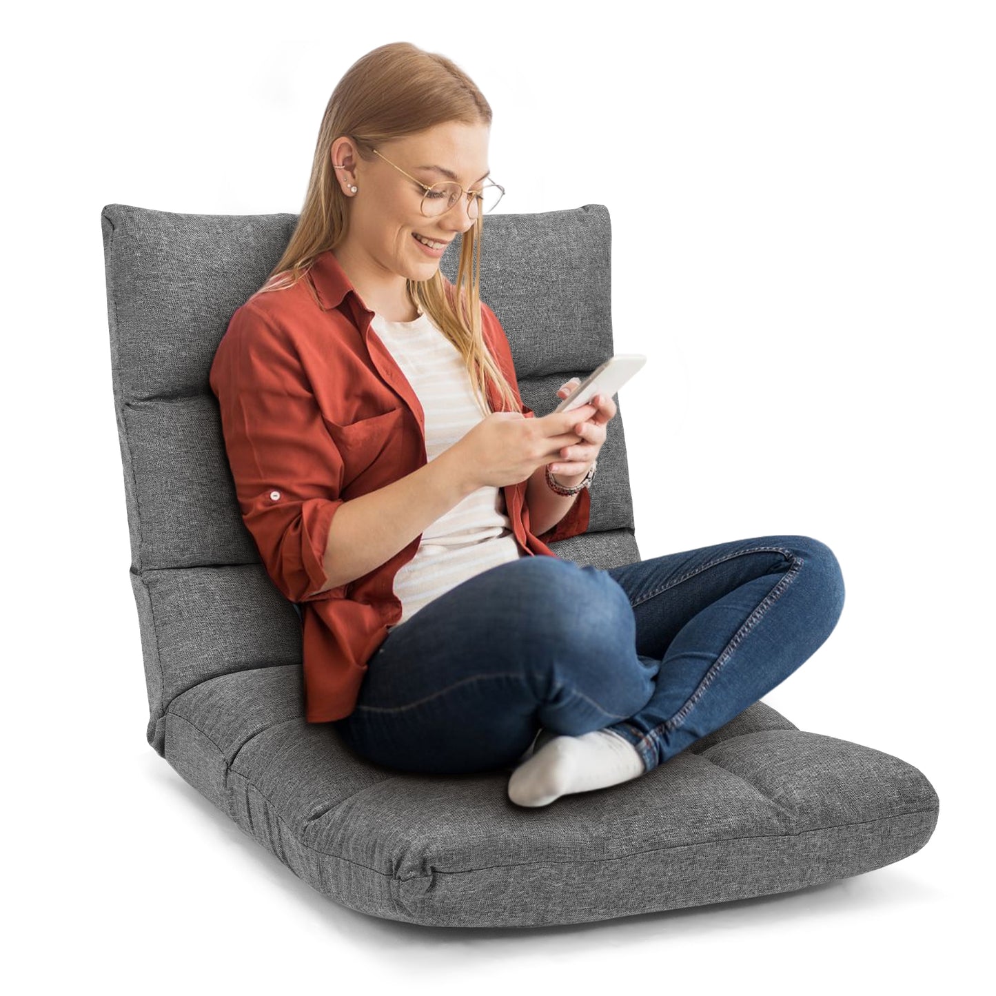 14-Position Adjustable Floor Chair for Gaming and Lounging