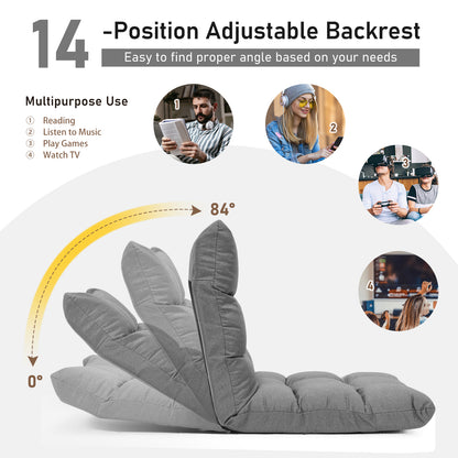14-Position Adjustable Floor Chair for Gaming and Lounging