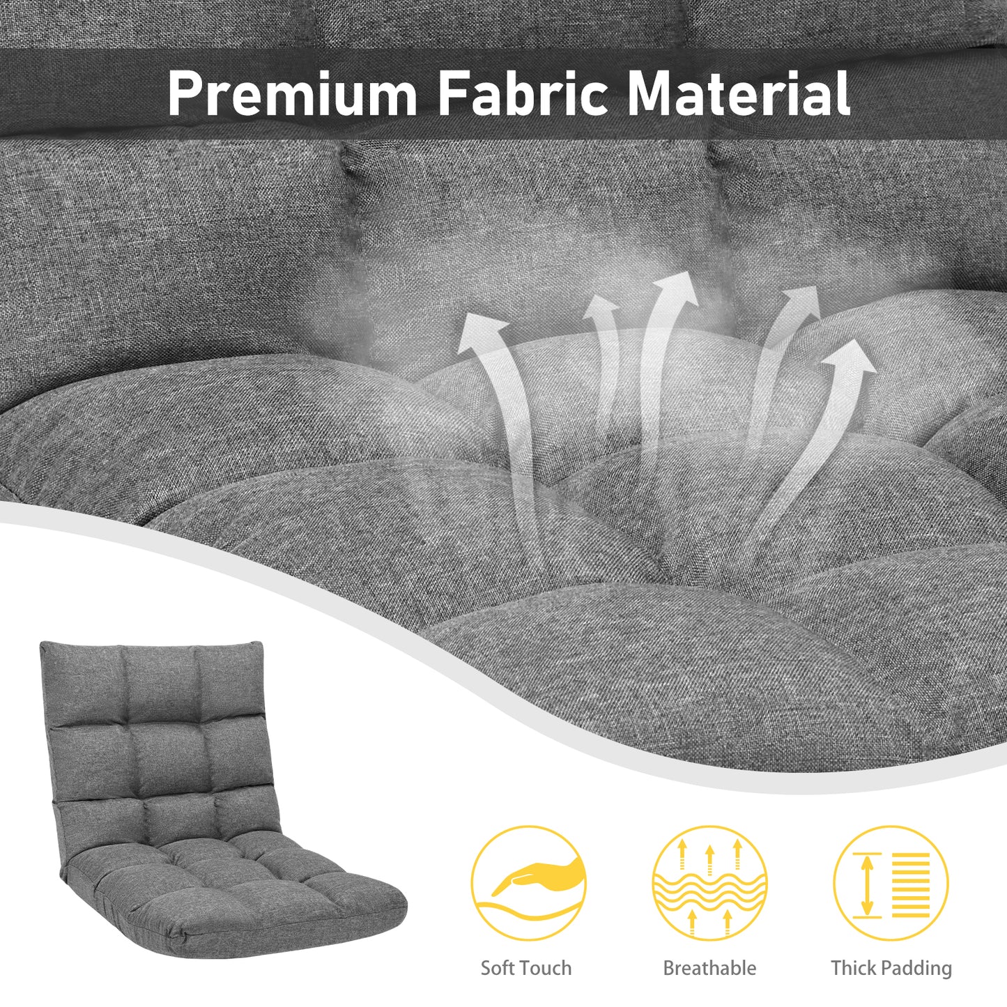 14-Position Adjustable Floor Chair for Gaming and Lounging