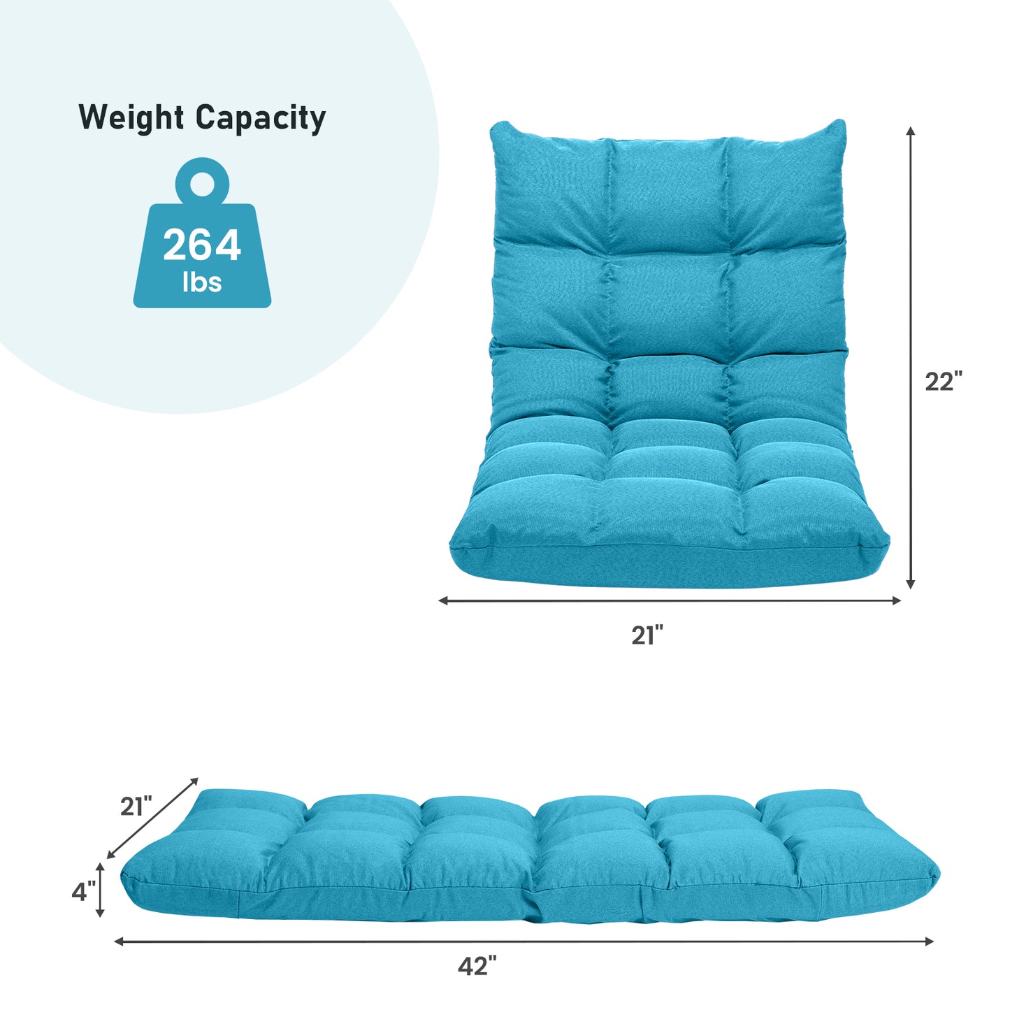 14-Position Adjustable Floor Chair for Gaming and Lounging