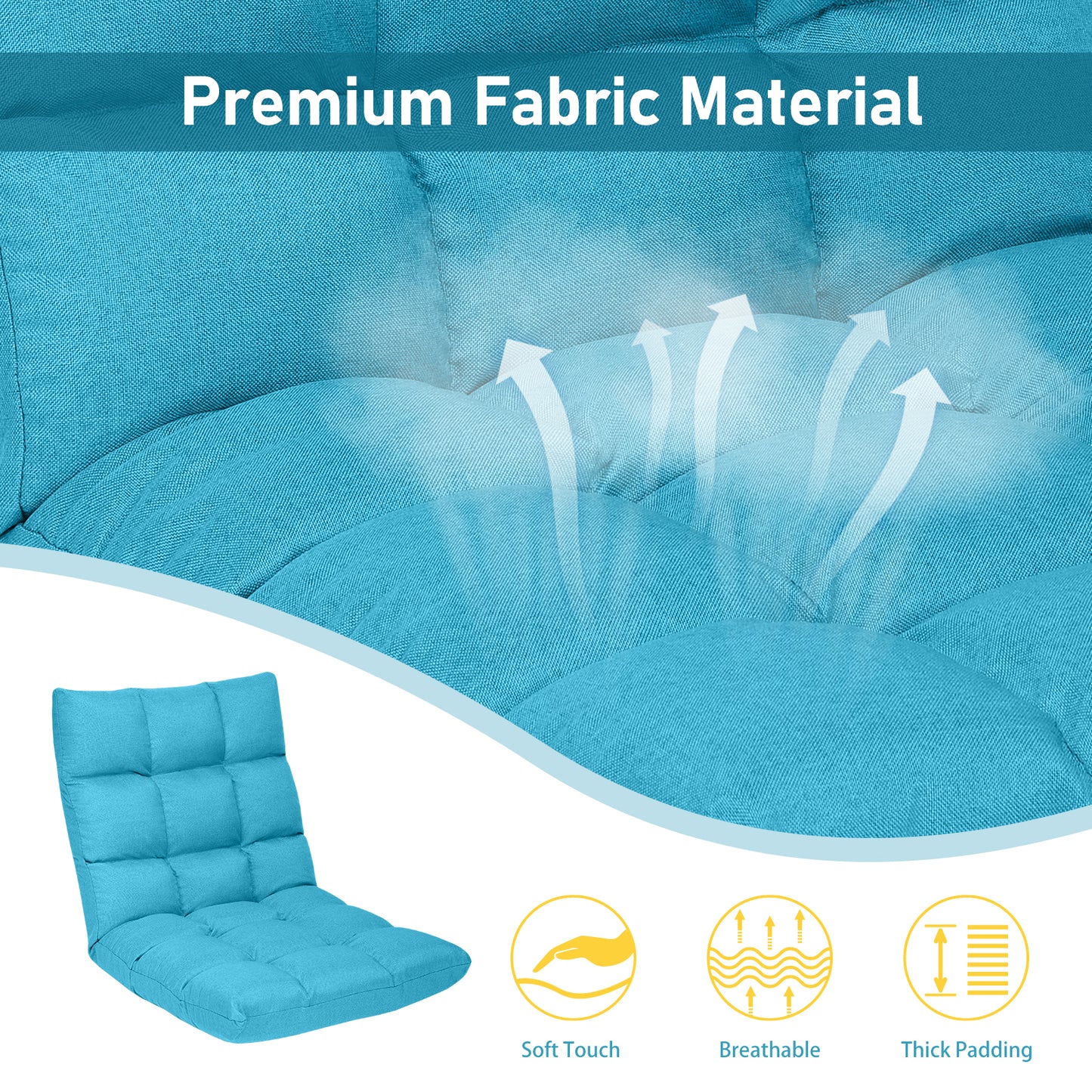 14-Position Adjustable Floor Chair for Gaming and Lounging