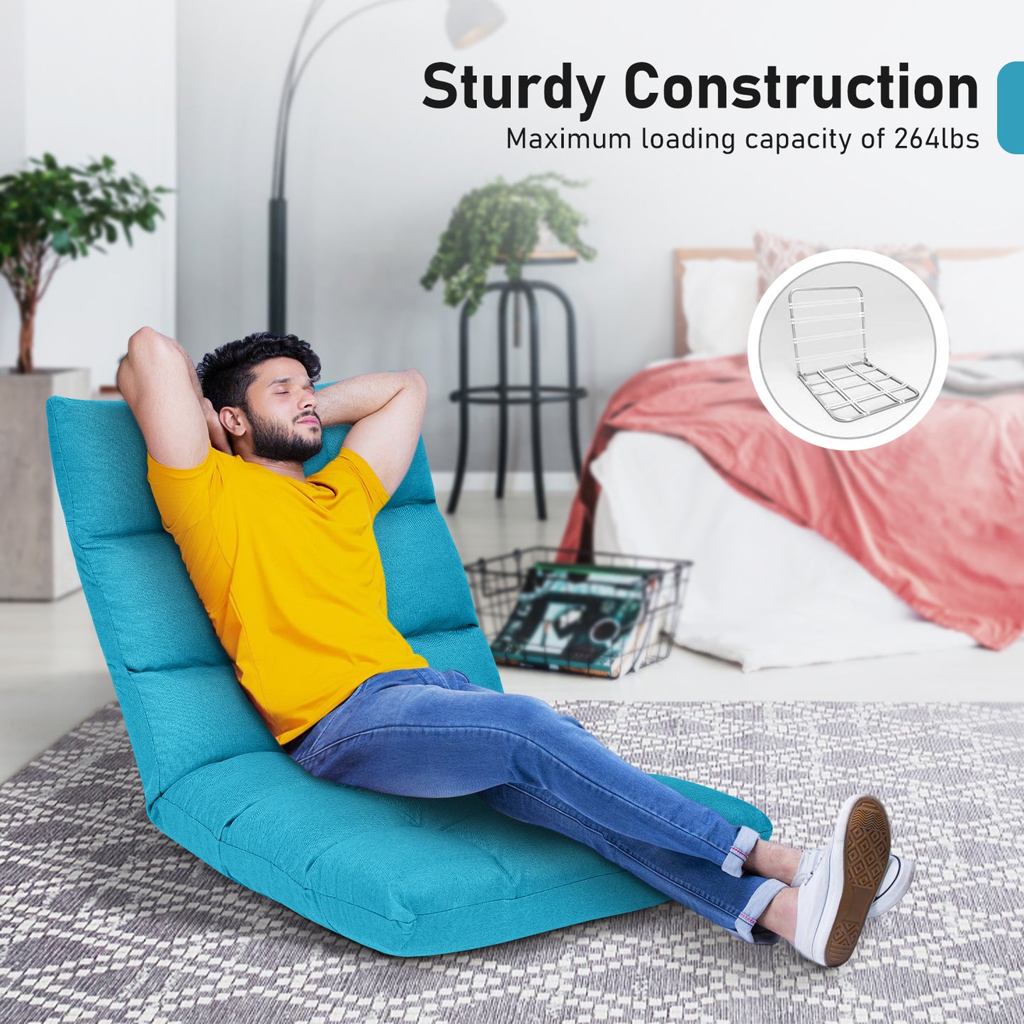 14-Position Adjustable Floor Chair for Gaming and Lounging