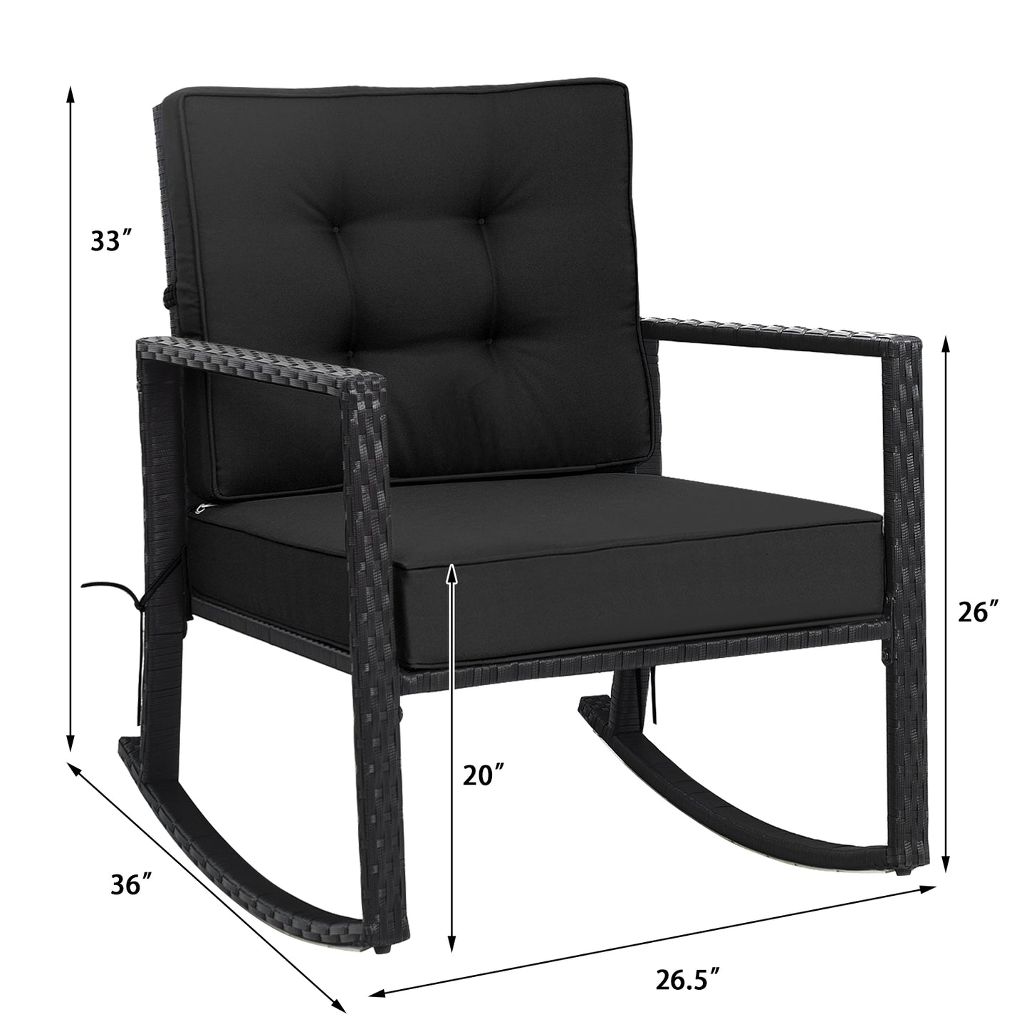 Rattan Rocking Chair with Cushion for Patio