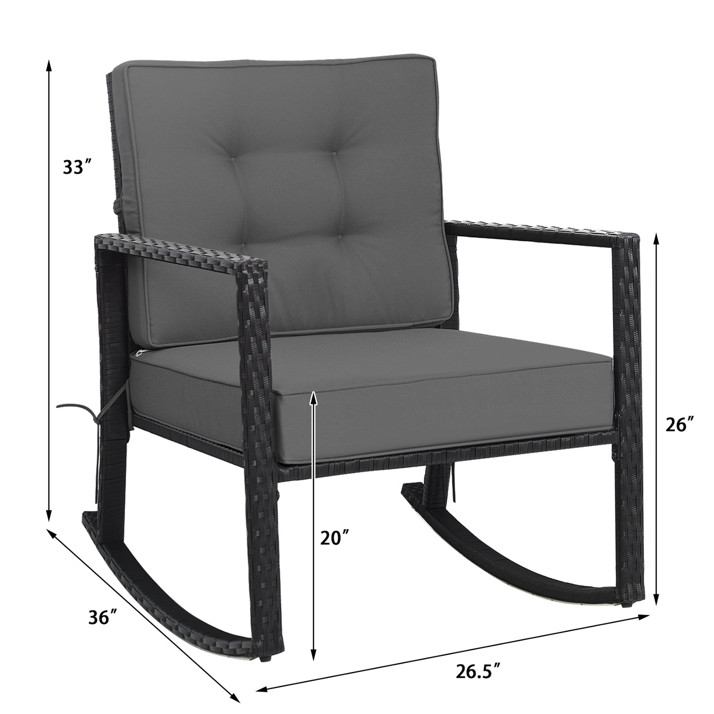 Rattan Rocking Chair with Cushion for Patio