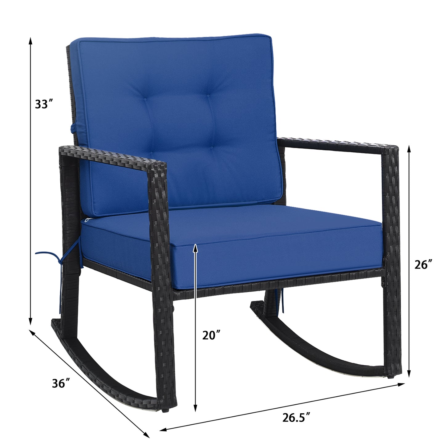 Rattan Rocking Chair with Cushion for Patio