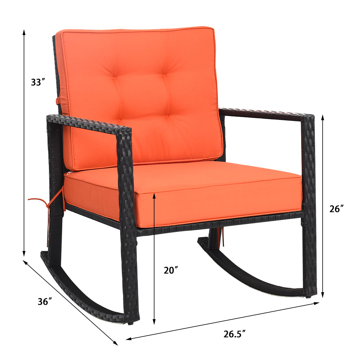 Rattan Rocking Chair with Cushion for Patio