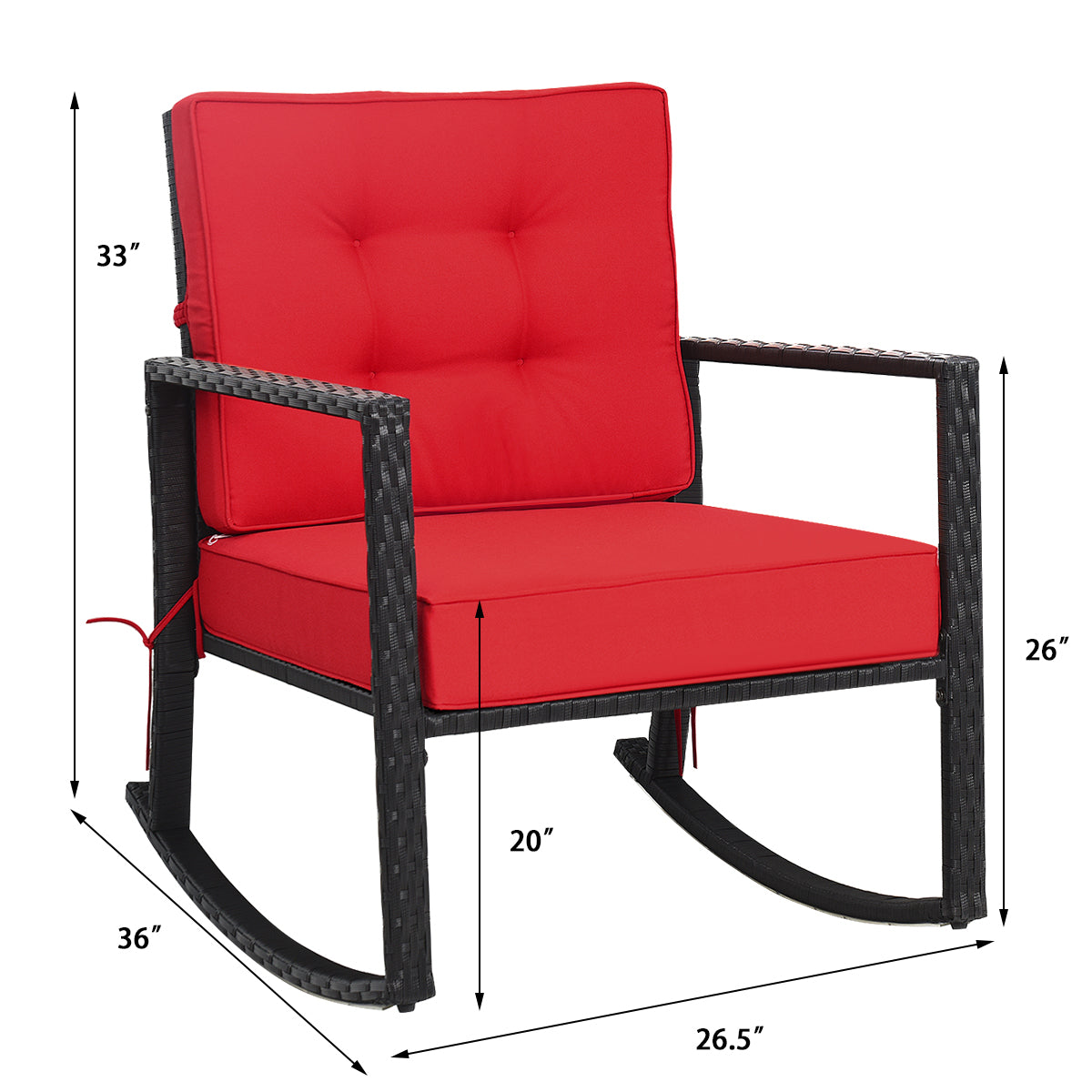 Rattan Rocking Chair with Cushion for Patio