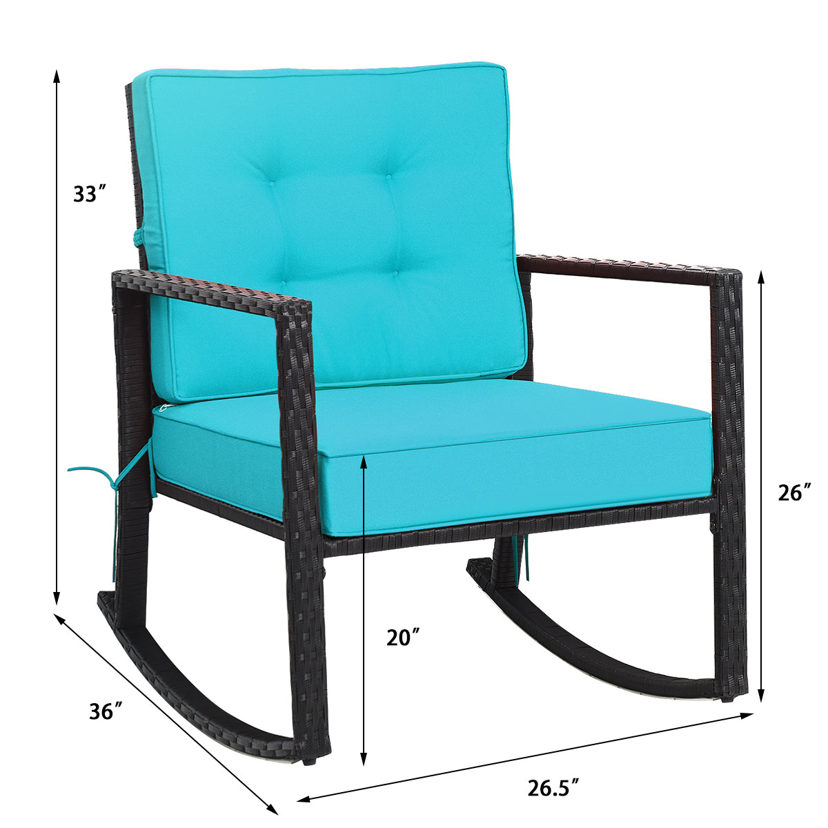 Rattan Rocking Chair with Cushion for Patio
