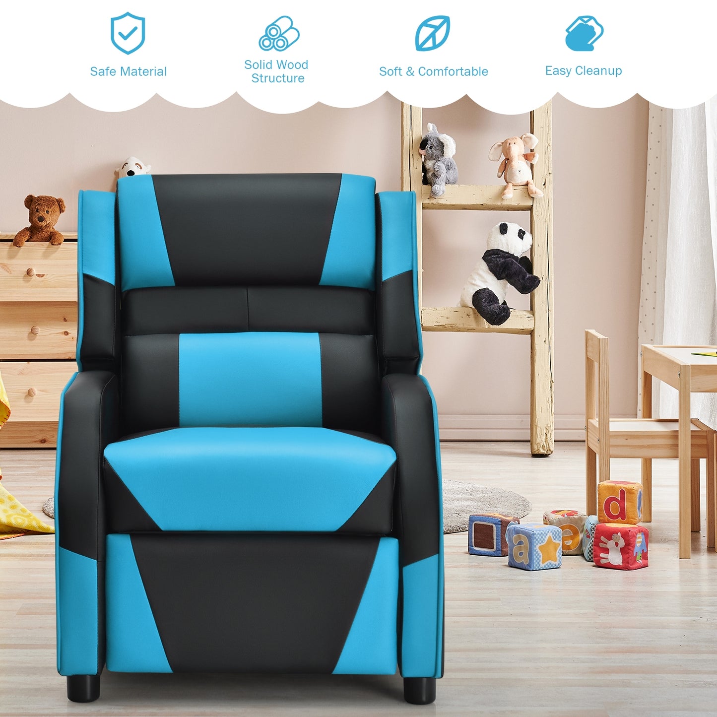 Kids Gaming Recliner with Headrest and Footrest