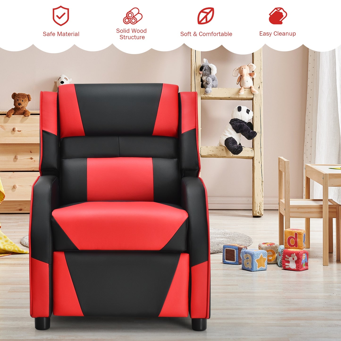 Kids Gaming Recliner with Headrest and Footrest