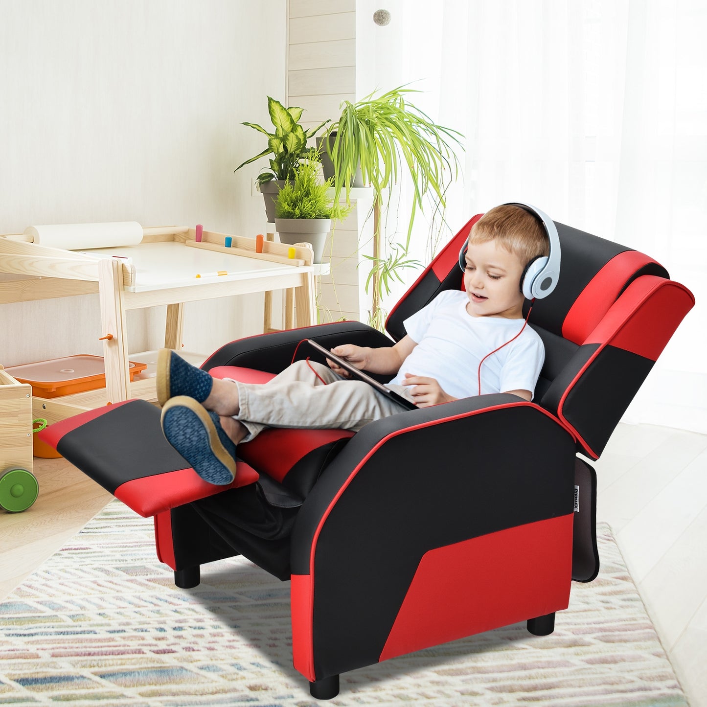 Kids Gaming Recliner with Headrest and Footrest