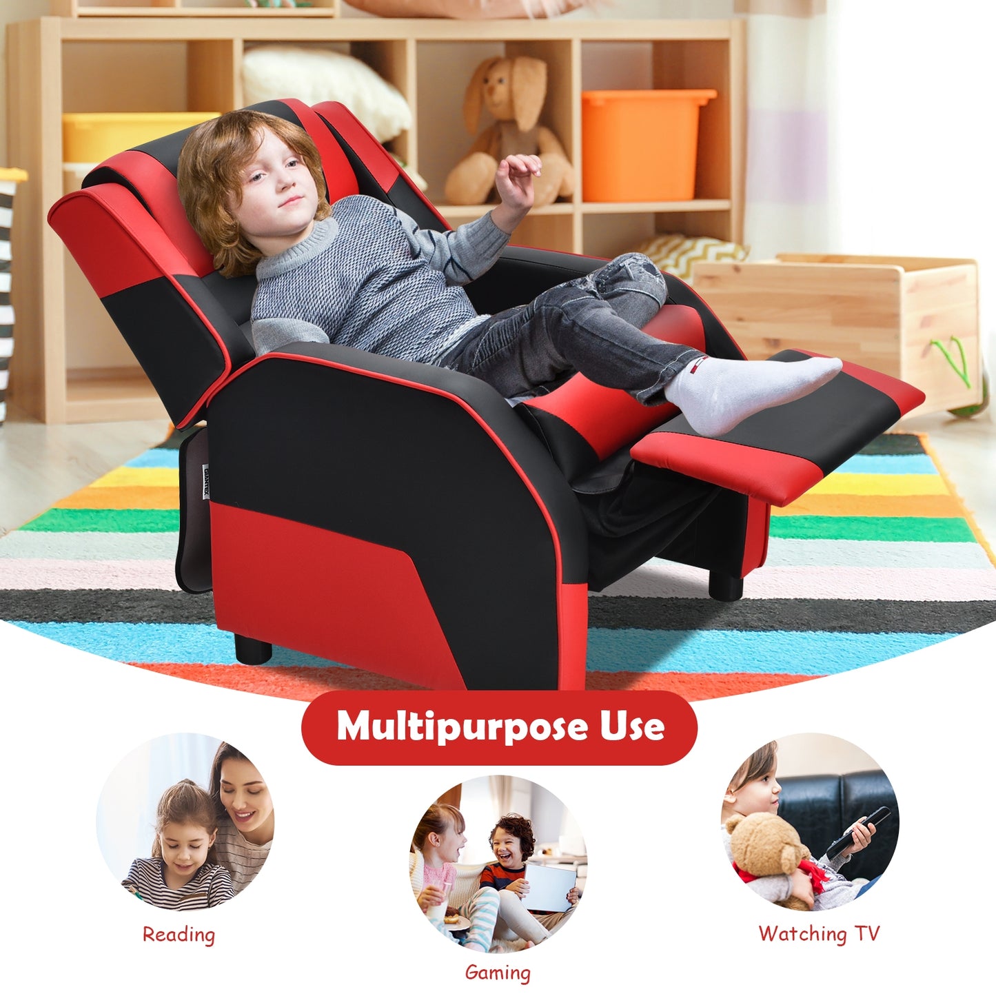 Kids Gaming Recliner with Headrest and Footrest