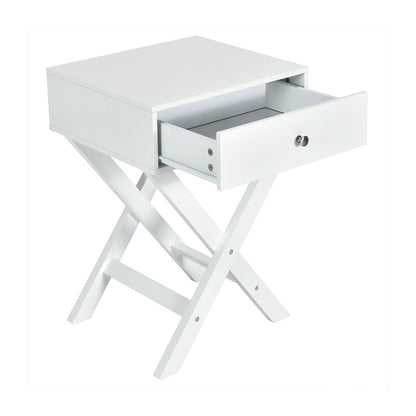Modern X-Shaped Nightstand with Drawer for Living Room Bedroom