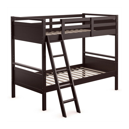 Twin Over Twin Bunk Bed Convertible 2 Individual Beds Wooden