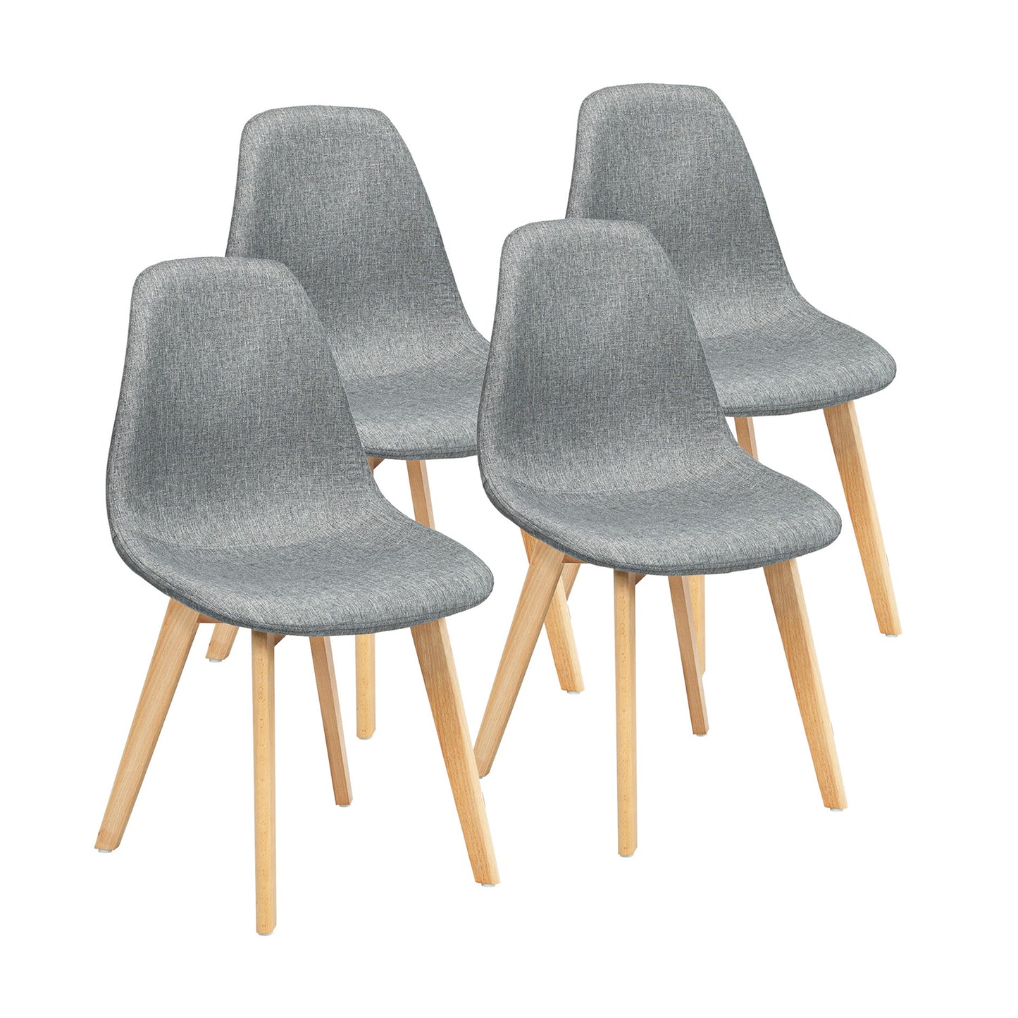 Modern Dining Chairs Set of 4 with Wood Legs and Fabric Cushion
