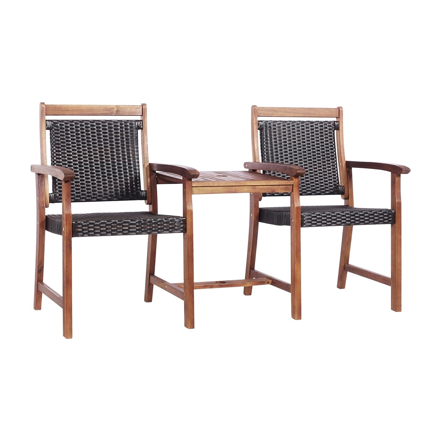 2-Seat Patio Conversation Set with Coffee Table & Umbrella Hole