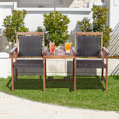 2-Seat Patio Conversation Set with Coffee Table & Umbrella Hole