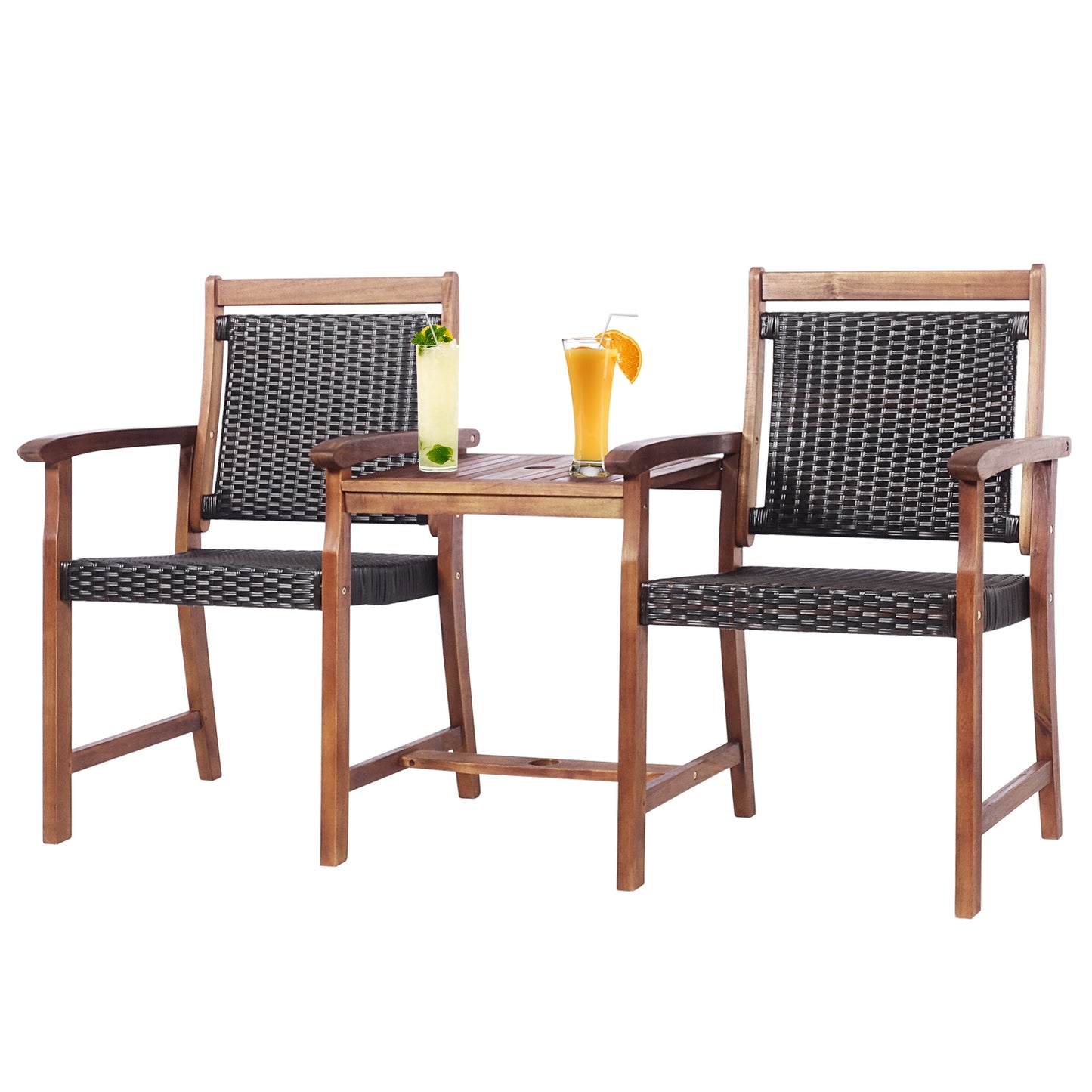 2-Seat Patio Conversation Set with Coffee Table & Umbrella Hole