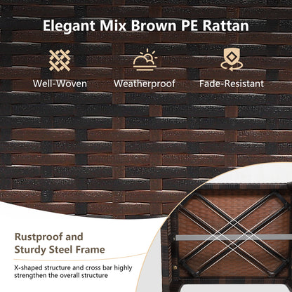 Patio Rattan Ottomans Set of 2 with Soft Cushions