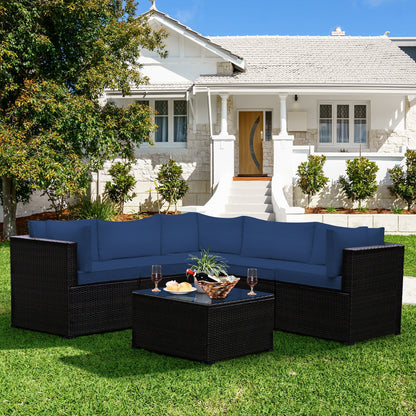 6 Pieces Patio Furniture Sofa Set with Cushions for Outdoor