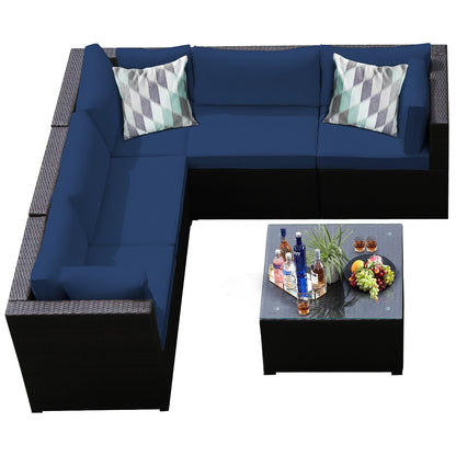 6 Pieces Patio Furniture Sofa Set with Cushions for Outdoor