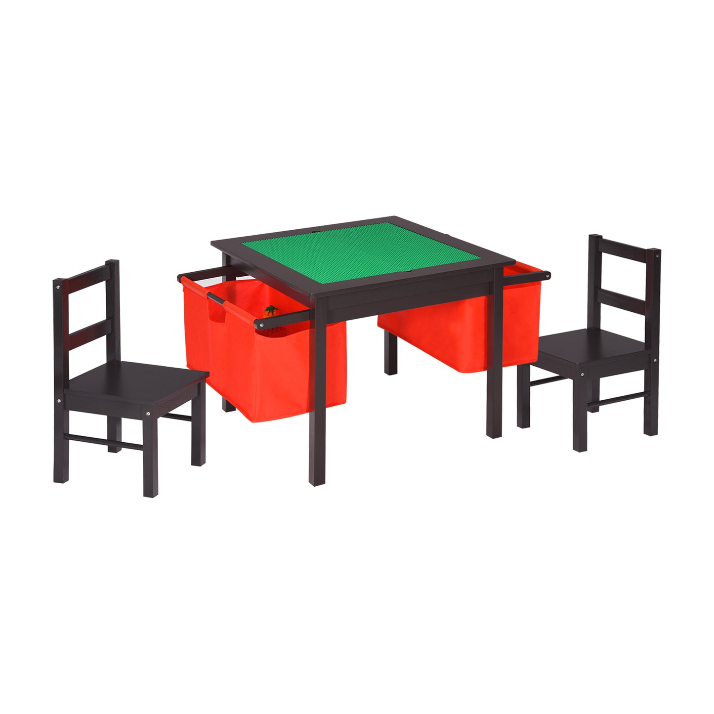 Kids Activity Table and 2 Chairs Set with Storage Drawers