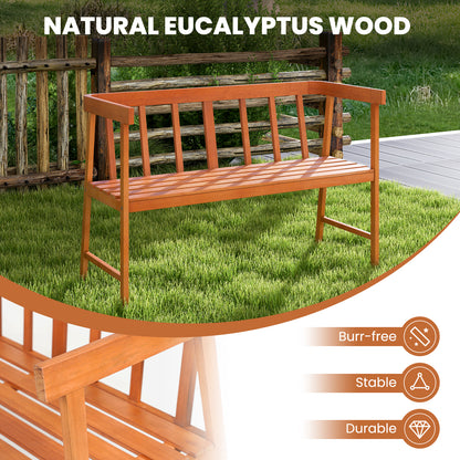 Eucalyptus Wood Outdoor Bench with Backrest and Armrests