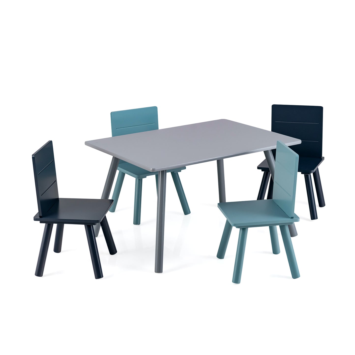 Kids Table and Chair Set with Building Blocks - 5 Piece
