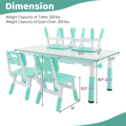 Kids Table and Chair Set for 4 with Graffiti Desktop