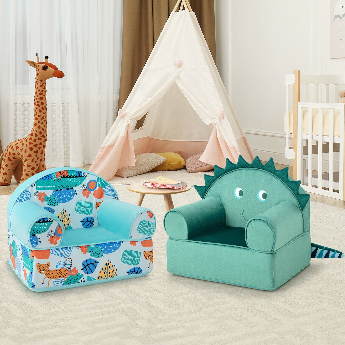 Kids Armchair with Plush Velvet Cover and Soft Sponge
