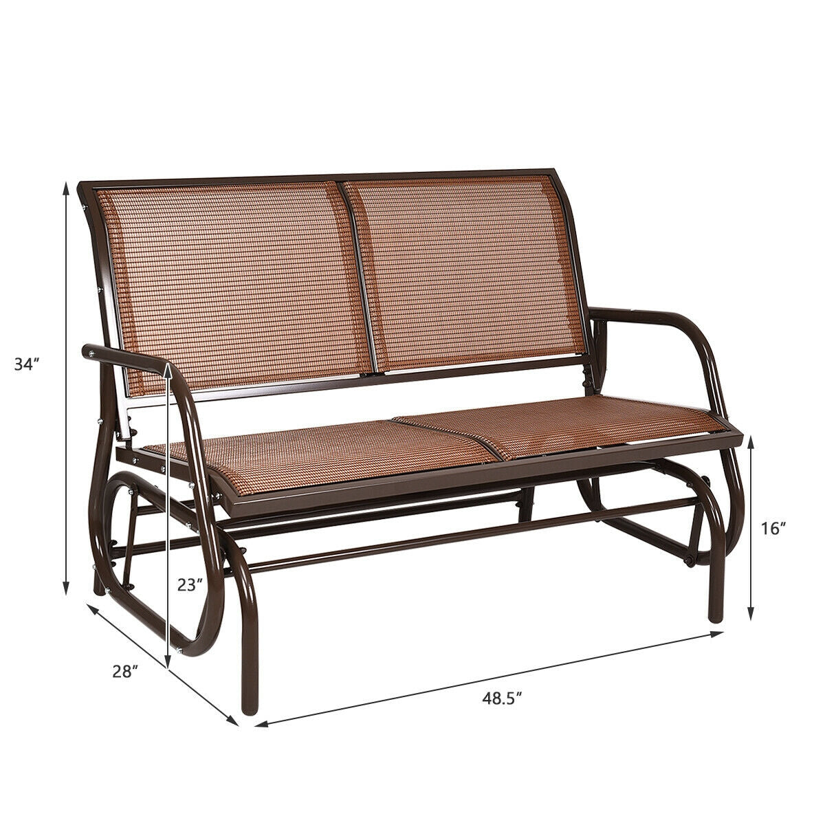 48-Inch Outdoor Glider Loveseat with Steel Frame