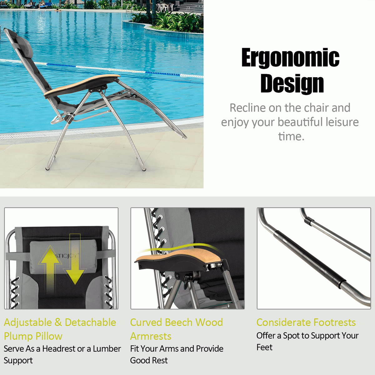 Oversized Zero Gravity Lounge Chair with Adjustable Recline