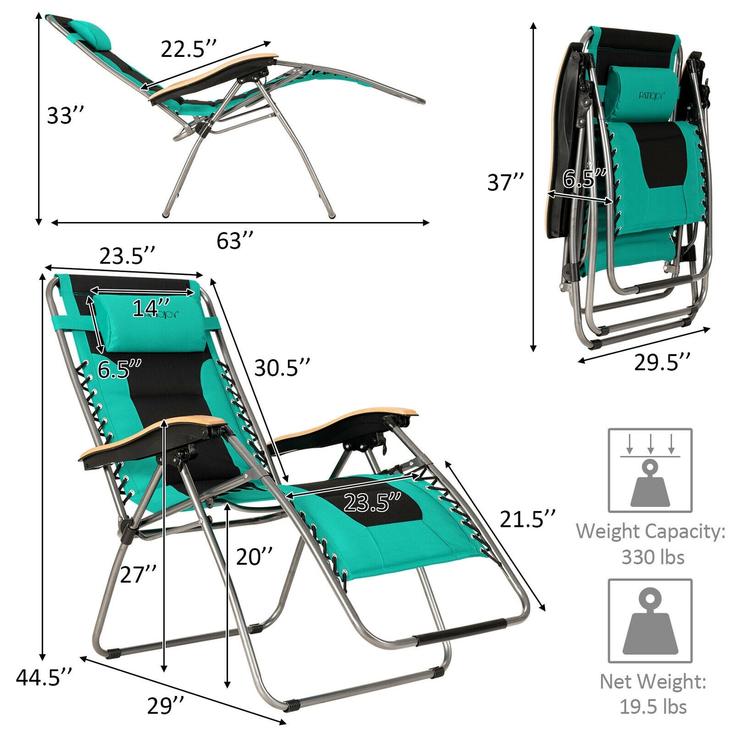 Oversized Zero Gravity Lounge Chair with Adjustable Recline